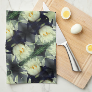 Lotus Water Lily Flower Pattern Tea Towel