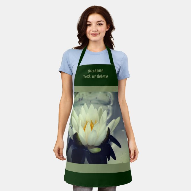 Lotus Water Lily Flower Personalised Apron (Worn)
