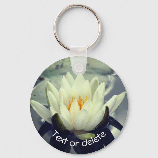 Lotus Water Lily Flower Personalised Key Ring (Front)