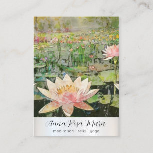 *~* Lotus Water Lily Nature Flowers QR AP67 Art Business Card