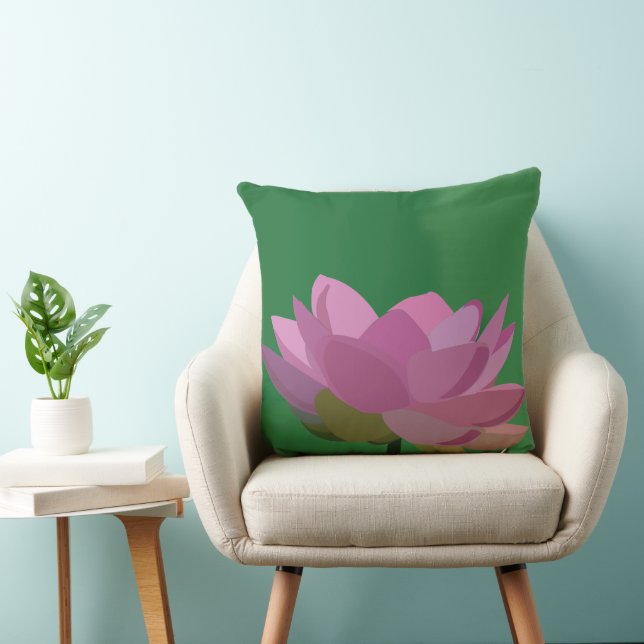 Lotus Water Lily Pink Flower Cushion (Chair)