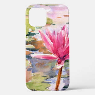 Lotus Watercolor Floral Illustration iPhone 12 Case