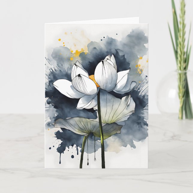 Lotus - Watercolor flowers Card (Front)