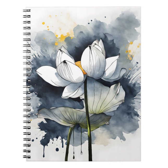 Lotus - Watercolor flowers Notebook (Front)