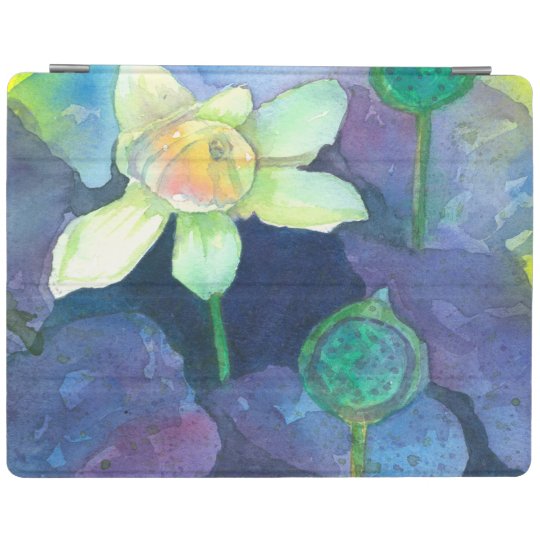 Lotus Watercolor Pond Flower iPad Cover