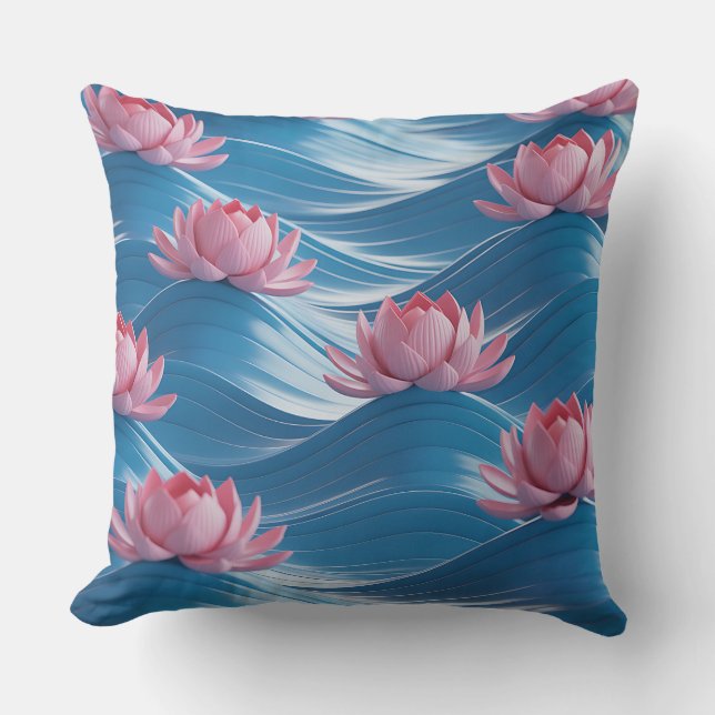 Lotus Wave Relief 3D Batik Motif Cushion (Front)