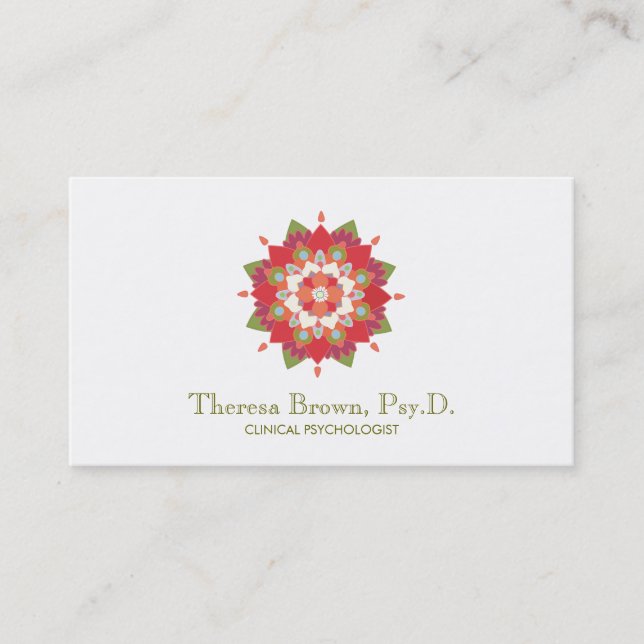 Lotus Wellness and Mental Health Healing Arts Business Card (Front)