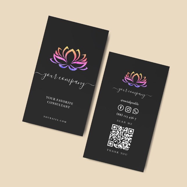 Lotus Wellness Spa Therapists Cosmetologists QR Business Card (Creator Uploaded)
