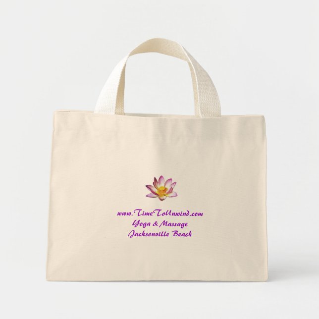lotus, www.TimeToUnwind.comYoga & MassageJackso... Mini Tote Bag (Front)