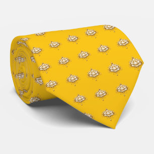 Lotus Yellow Gold Pattern Luxury Indian Wedding Tie