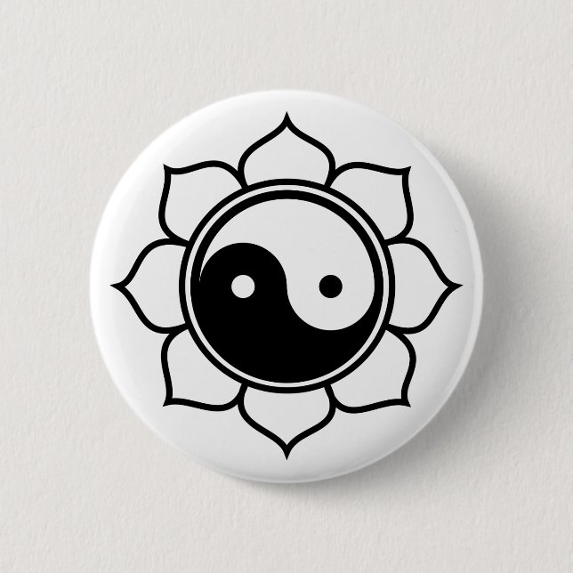 Lotus Yin Yang 6 Cm Round Badge (Front)