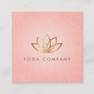 Lotus Yoga Instructor Pink Square Business Card