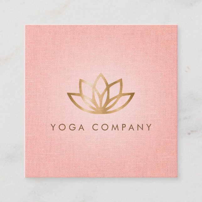 Lotus Yoga Instructor Pink Square Business Card (Front)