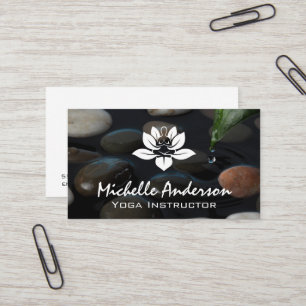 Lotus Yoga Logo   Stones in Pond Business Card