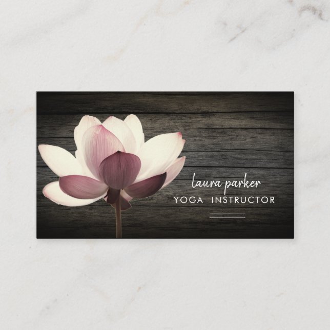 Lotus Yoga Meditation Zen Vintage Wood Business Card (Front)