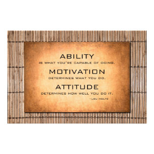 Lou Holtz motivational quote and bamboo background Photo Print