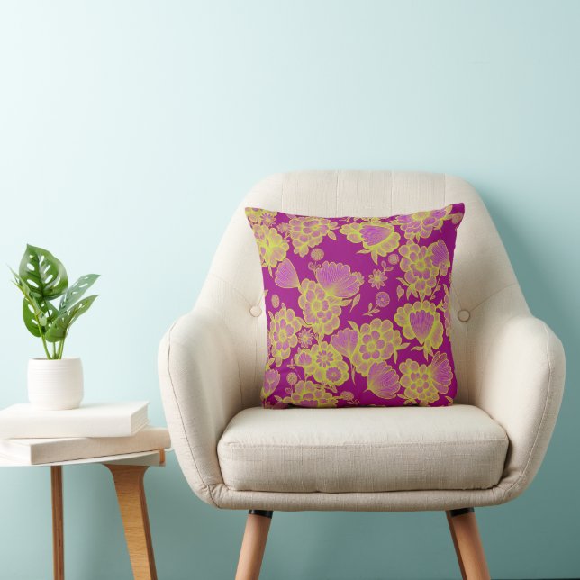 Lou Pop 💜💛 Baroque Floral Cushion (Chair)