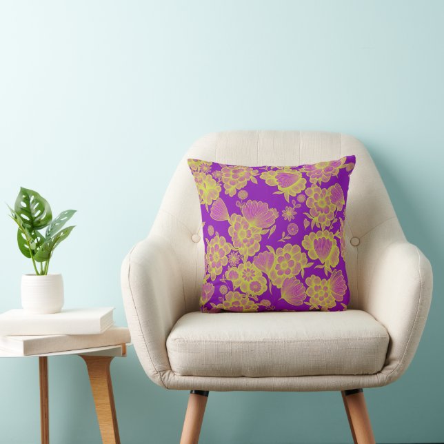 Lou Violet 💜 Baroque Floral Cushion (Chair)