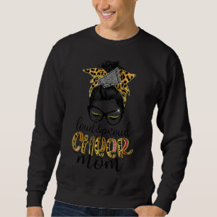 Loud And Proud Cheer Mum Leopard Messy Bun Mother' Sweatshirt
