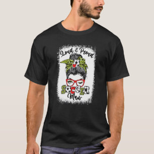 Loud And Proud Soccer Maw Messy Bun Bleached T-Shirt