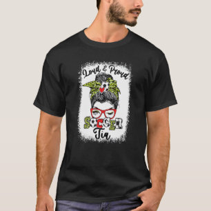 Loud And Proud Soccer Tia Messy Bun Bleached T-Shirt