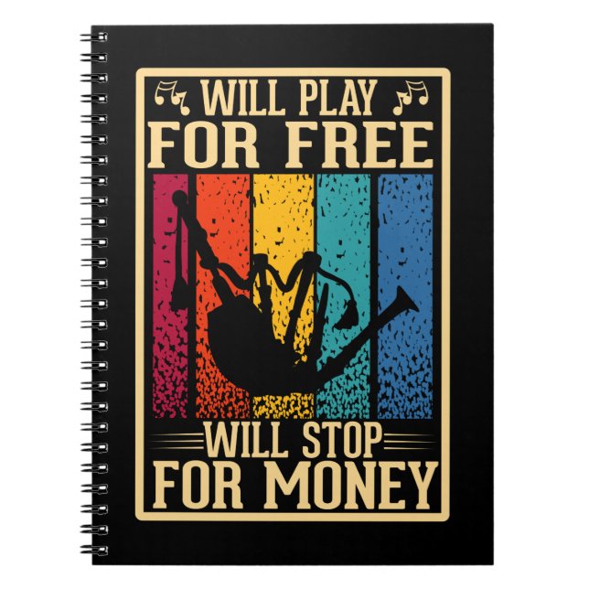 Loud Bagpipes Musician Bagpiper Notebook (Front)