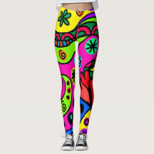 Loud Colourful Doodle Print Leggings