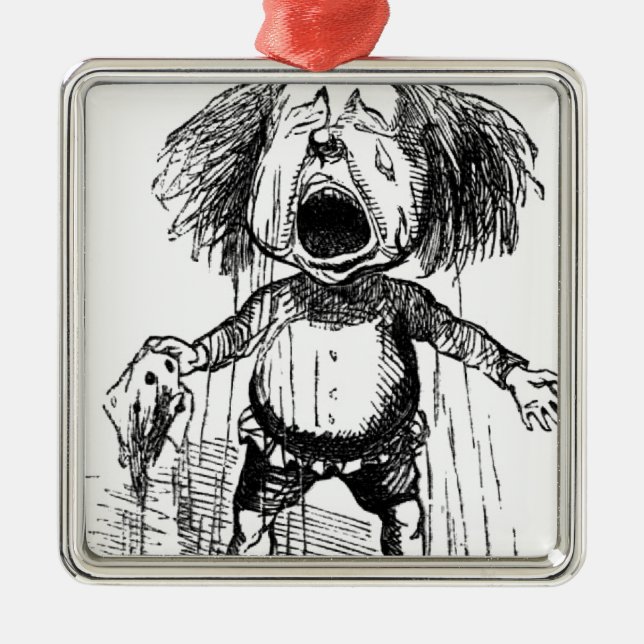 Loud Crying Boy Funny Cartoon Drawing Tears Metal Tree Decoration (Front)