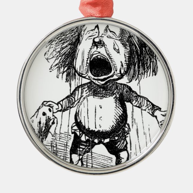 Loud Crying Boy Funny Cartoon Drawing Tears Metal Tree Decoration (Front)