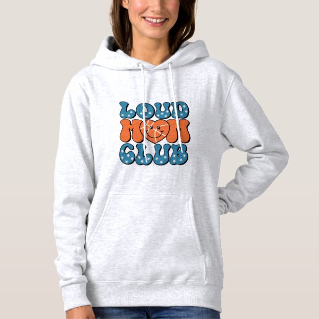Loud Fan Mum Club Basketball Heart  Hoodie (Front)