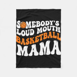 Loud Mouth Basketball Mama Retro Wavy Groovy Fleece Blanket