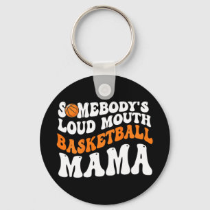 Loud Mouth Basketball Mama Retro Wavy Groovy Key Ring