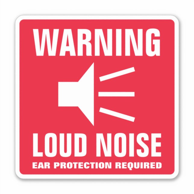 Loud noise hazard ear protection warning vinyl (Front)