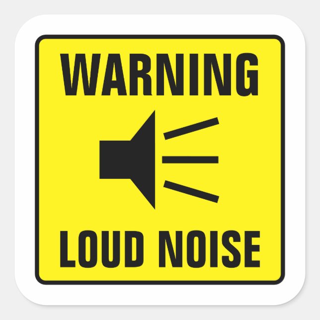 Loud noise hazard warning sign icon square sticker (Front)