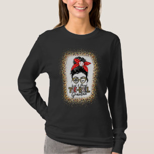 Loud & Proud Ball Grandma Messy Bun Mum Leopard Bl T-Shirt