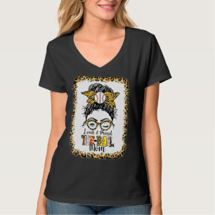 Loud & Proud Ball Mum Life Messy Bun Bleached Leop T-Shirt