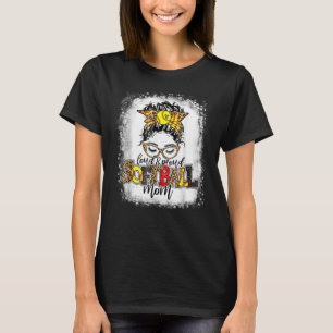 Loud & Proud Baseball Mum Messy Bun Hair Leopard B T-Shirt