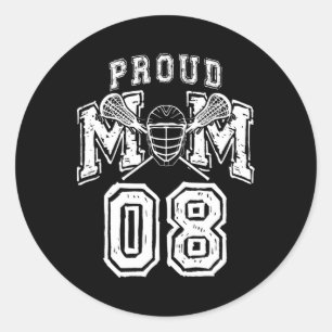 Loud Proud Lacrosse Mum Number Player 08 Mama Fami Classic Round Sticker
