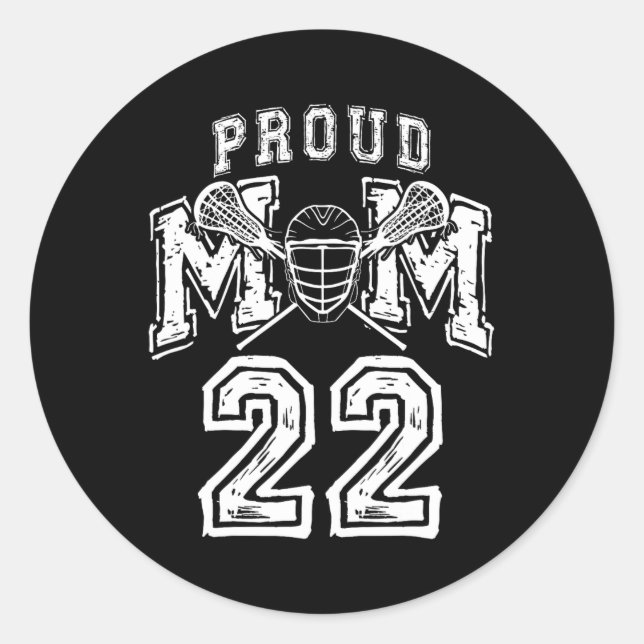 Loud Proud Lacrosse Mum Number Player 22 Mama Fami Classic Round Sticker (Front)