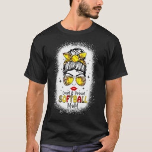 Loud & Proud Softball Mum Leopard Ball Mum Mother' T-Shirt