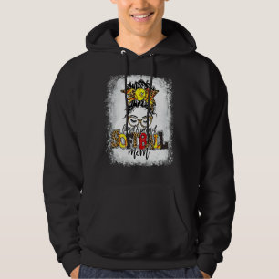 Loud & Proud Softball Mum Messy Bun Hair Leopard B Hoodie