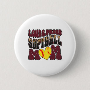 Loud Proud Softll Mom Maroon Team Leopard Softll M 6 Cm Round Badge