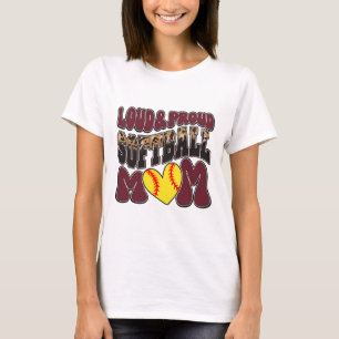 Loud Proud Softll Mom Maroon Team Leopard Softll M T-Shirt