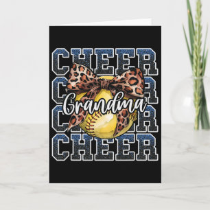 Loud Proud Sport Softll Cheer Grandma Leopard Bow Card
