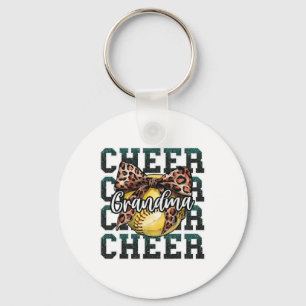 Loud Proud Sport Softll Cheer Grandma Leopard Bow Key Ring