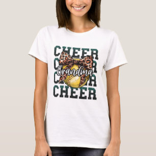 Loud Proud Sport Softll Cheer Grandma Leopard Bow T-Shirt