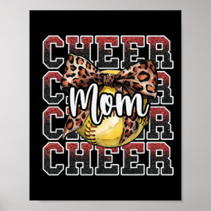 Loud Proud Sport Softll Cheer Mum Mama Leopard Bow Poster
