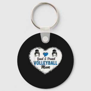 Loud & Proud Volleyball Mum Messy Bun Hair Mother' Key Ring