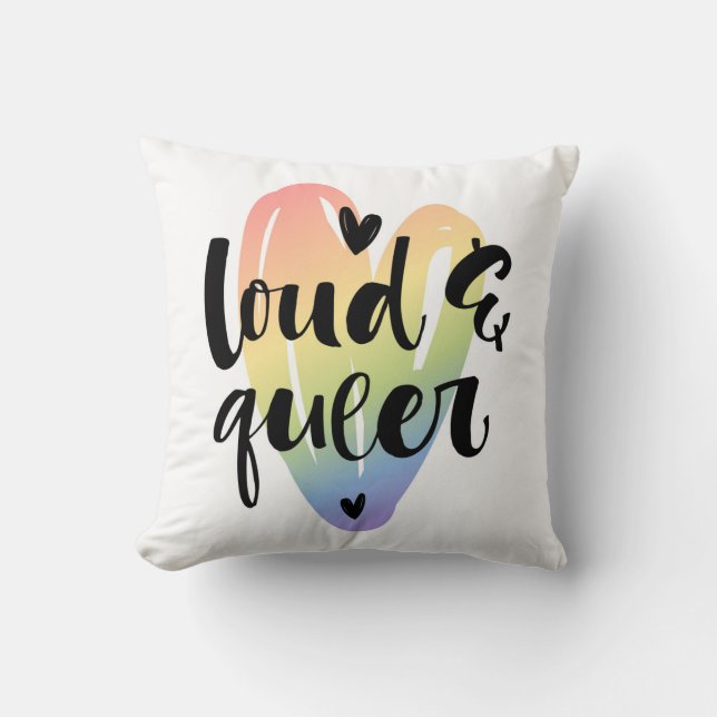 Loud & Queer | Watercolor Heart Cushion (Front)