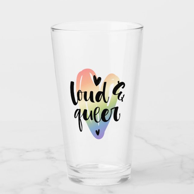Loud & Queer | Watercolor Heart Glass (Front)